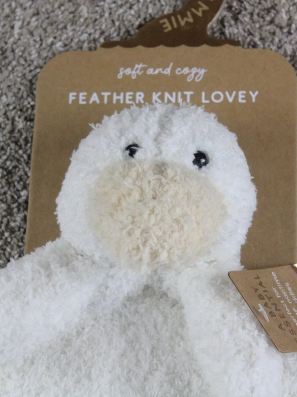 Levi and Emmie Duck Security Blanket Feather Knit Lovey Baby Unisex Oversize NWT